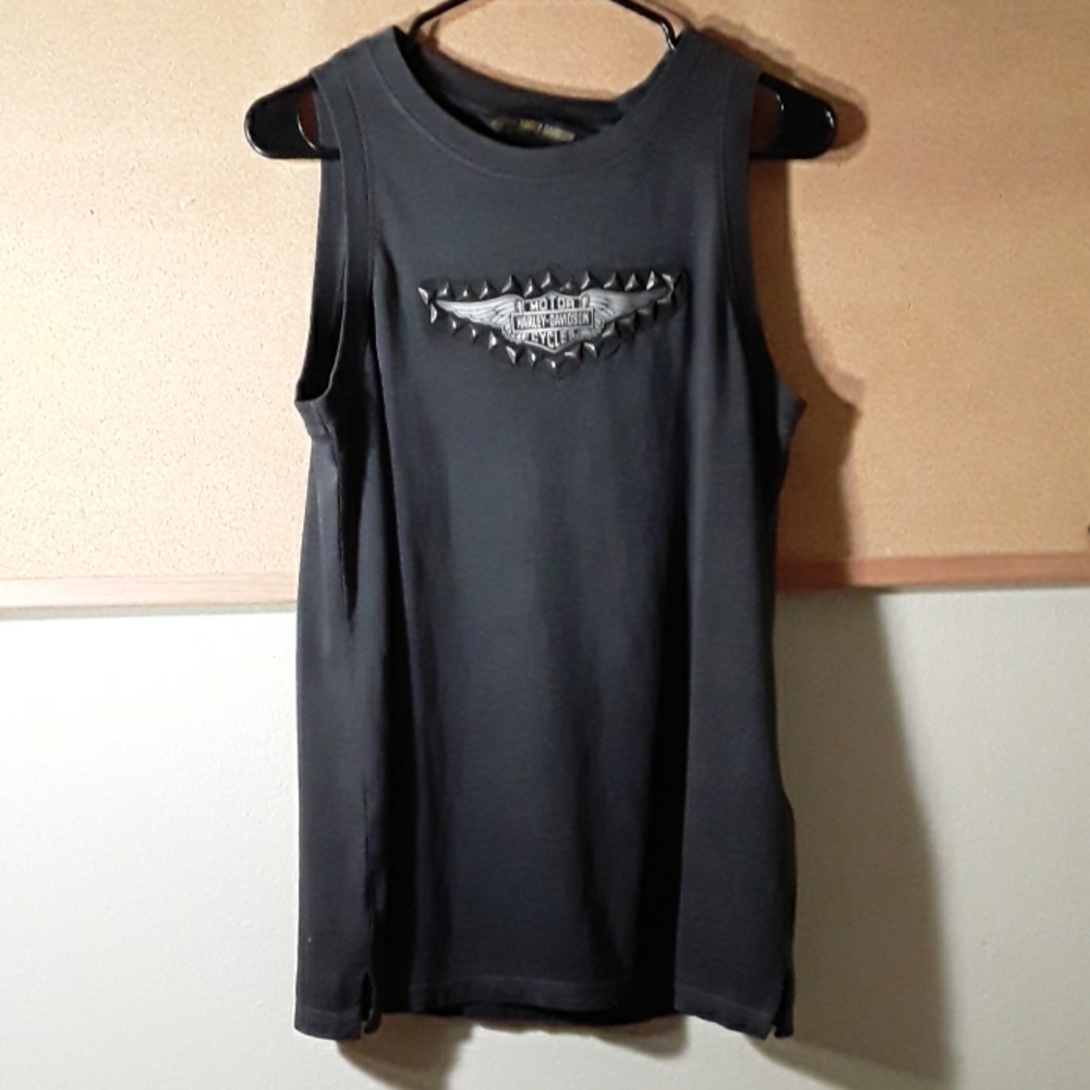Harley Davidson  black studded sleeveless shirt
